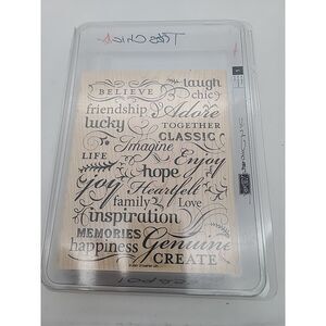 Tres Chic Stampin Up Positive Word Collage Believe Imagine Hope XL Stamp Journal